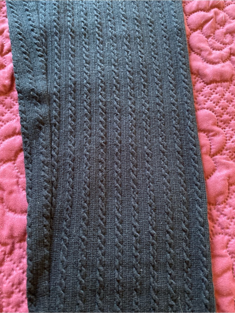 Women’s Black Knit Cable-Pattern Pants - Picture 2 of 3
